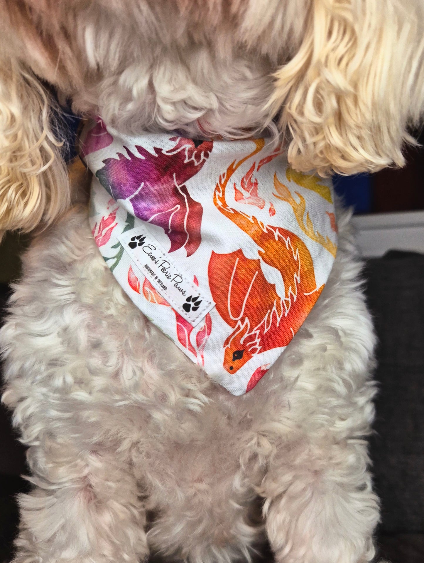 Watercolour Dragons Design Over The Collar Pet Bandana