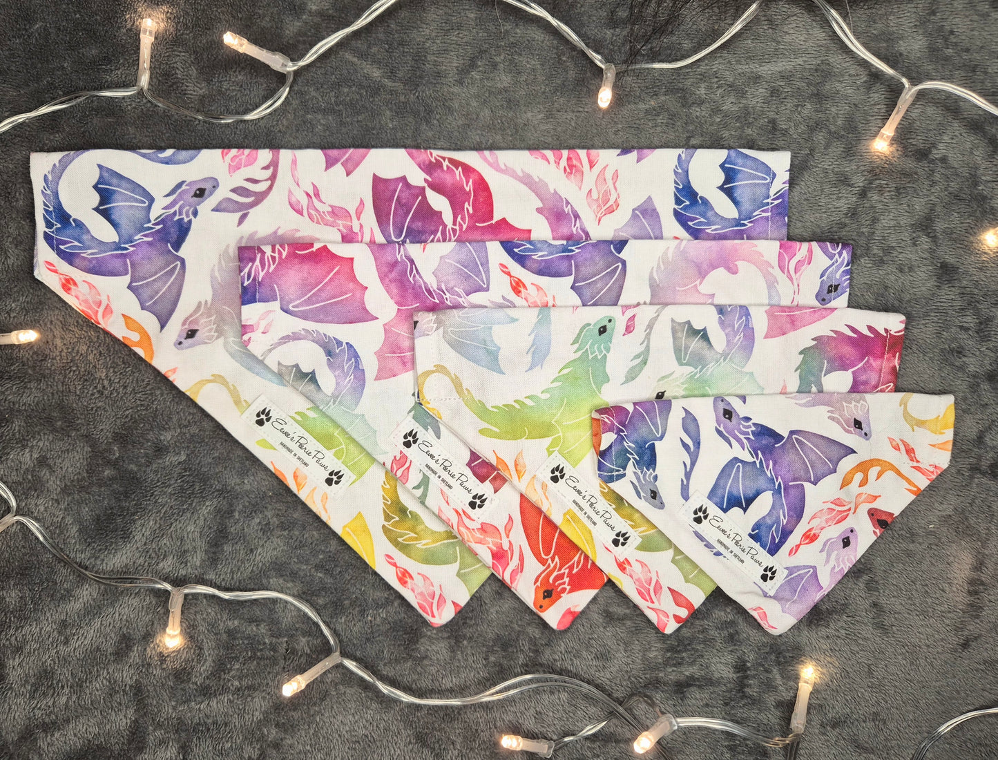 Watercolour Dragons Design Over The Collar Pet Bandana