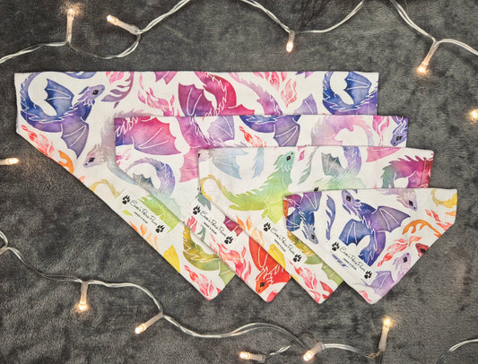 Watercolour Dragons Design Over The Collar Pet Bandana