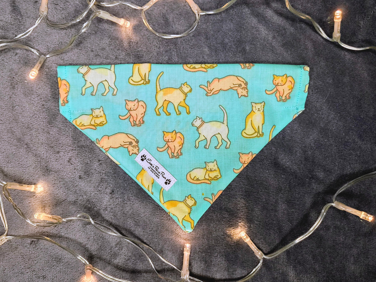 Aqua Cats Design Over The Collar Pet Bandana