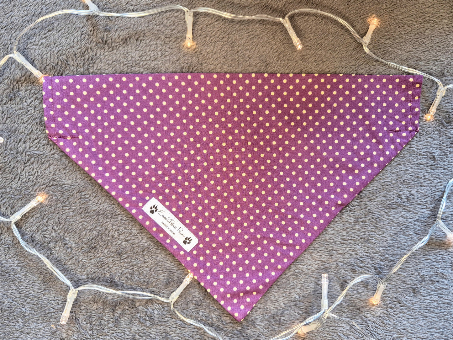 Purple Mauve and Cream Dots Design Over The Collar Pet Bandana