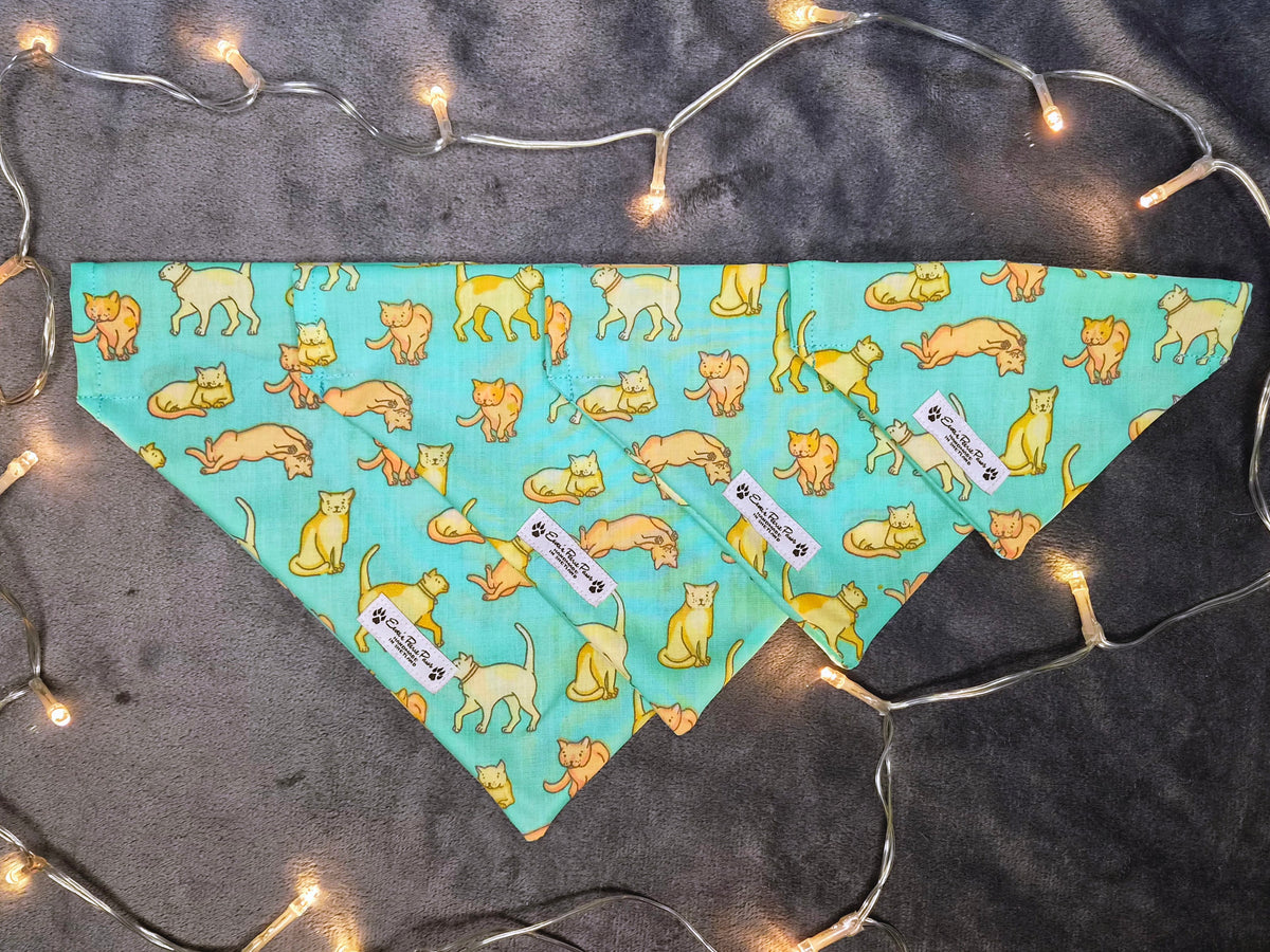 Aqua Cats Design Over The Collar Pet Bandana